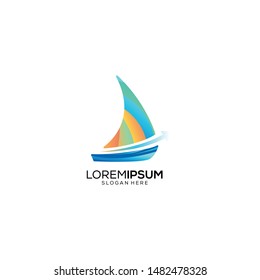 Colorful Sail Boat Gradient Logo Template