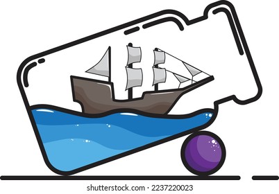 Colorful Sailboat in a Jar