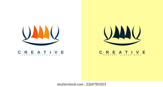 Colorful Sailboat Symbol Design.with double Background. can be used for business,sports,logo and Branding.