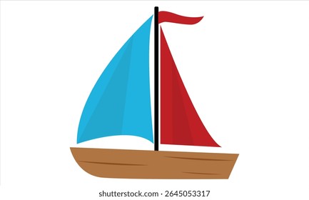 Colorful Sailboat Vector Illustration – Nautical Clipart for Summer, Travel, or Marine Themes
