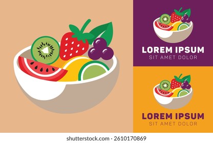 Colorful Salad Icon Logo in Fun Style