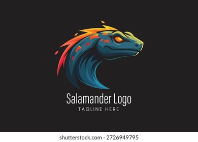 Cabeza colorida de la salamandra con la Plantilla creativa del logotipo del Vector de los patrones que fluyen