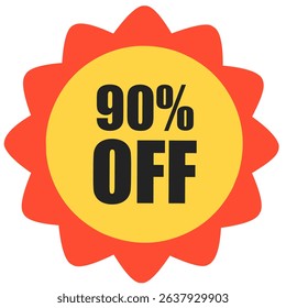 Colorful sale badges with text like 90% Off. Perfect for ads, banners, online stores, and seasonal promotions.