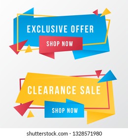 Colorful Sale Banner Template With Text Collection. Vector Illustration