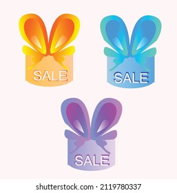 colorful sale banners with cool  shapes in white background.