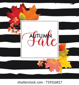 Colorful Sale Card or Banner with Autumn Leaves in Vector with place for Text