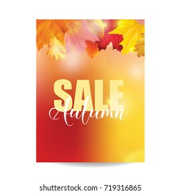 Colorful Sale Card or Banner with Autumn Leaves in Vector with place for Text