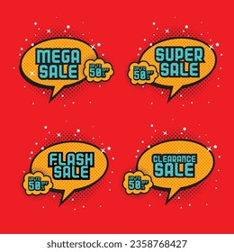 colorful sale comic bubbles set 
