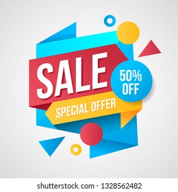 Colorful Sale Geometric Banner Template . .Vector Illustration