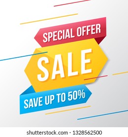 Colorful Sale Geometric Banner Template . .Vector Illustration