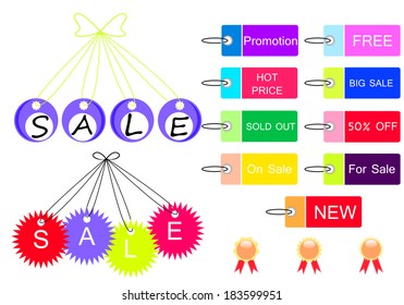 Colorful of sale marketing tag vector design set on white background