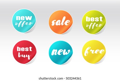 colorful sale stickers set