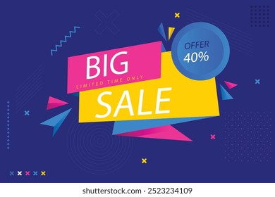 colorful sales banner origami style