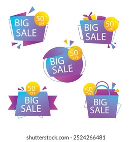 colorful sales banners collection vector 