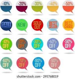 Colorful sales bubbles vector pack