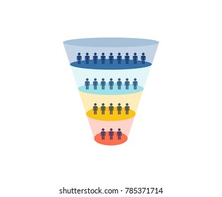 Colorful Sales Funnel with stages of the sales process. Marketing concept - vector illustration.
