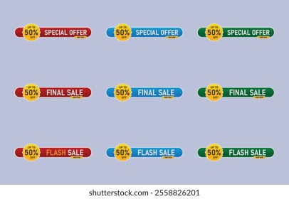Colorful sales label collection vector art
