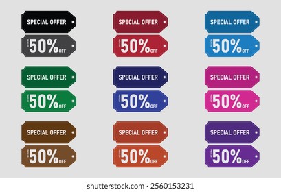 Colorful sales label collection vector art
