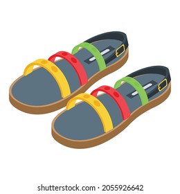 Colorful sandals icon. Isometric of colorful sandals vector icon for web design isolated on white background