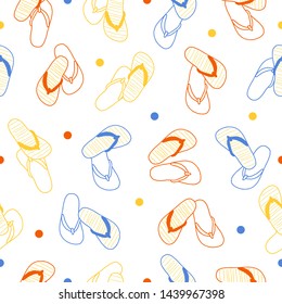 Colorful Sandals Illustration Vector White Background Color Seamless Pattern
