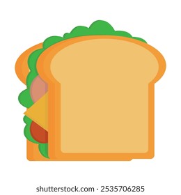 A colorful sandwich filled with lettuce, cheese, and meat arranged on a clean background, capturing food design and creativity