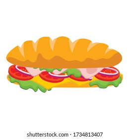 Colorful sandwich. Sandwich illustration. Flat style illustration.  Cartoon vector illustration.