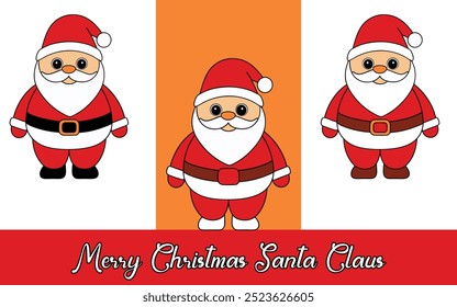 Colorido conjunto de Vector de personaje de Navidades de Santa Claus. Ilustración vectorial de dibujos animados de Santa Claus para Navidades felices.