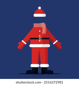 Colorful Santa Claus costume in cartoon style. Merry Christmas and Happy New Year.