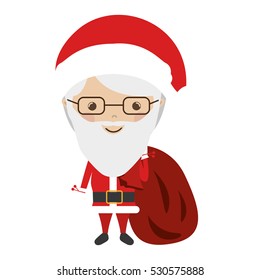 colorful santa claus with glasses and bag