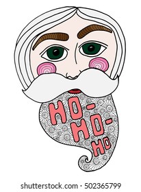 Colorful Santa head abstract vector illustration. Coloring book page for kids and adults.