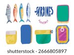 colorful sardines element object. vector illustration for italian design