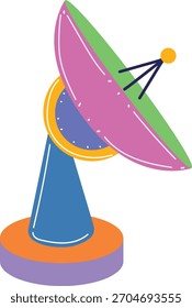 Colorido Vector de antena parabólica Icono de diseño plano Señal de Tecnología de comunicación global