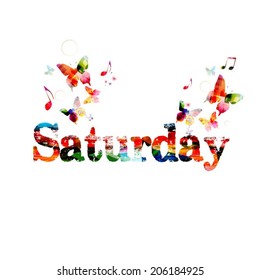 Colorful Saturday vector design with butterflies