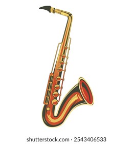 Colorful saxophone illustration on white background. Vector illustration