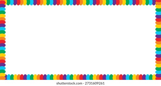 Colorful scallop frame border in seven rainbow colors,eps.10