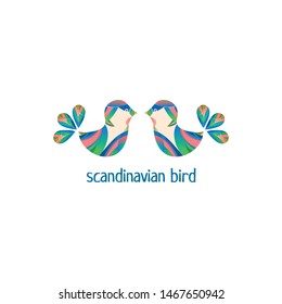 Colorful Scandinavian Bird on Light Background