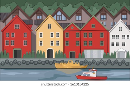 Colorful Scandinavian houses (vector graphics)