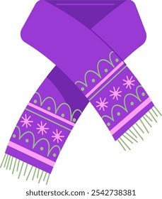 Colorful Scarf for Men Women Muffler for winter cold protection white background. Stylish Hand drawn doodle Flannel Scarf Vector. winter clothes muffler clip art. winter scarf icon for boys and girls.