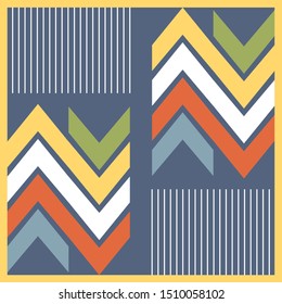 colorful scarf pattern with chevron and line design