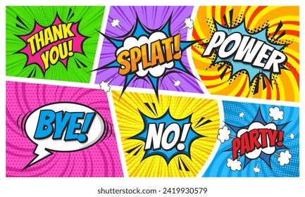 Colorful scene comic background with speech bubble expression 