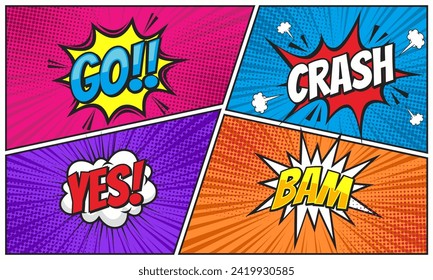 Colorful scene comic background with speech bubble expression 