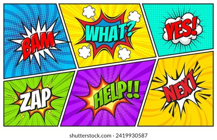 Colorful scene comic background with speech bubble expression 