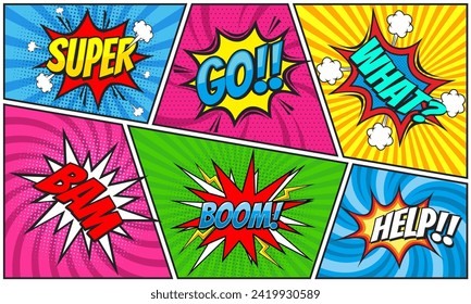 Colorful scene comic background with speech bubble expression 