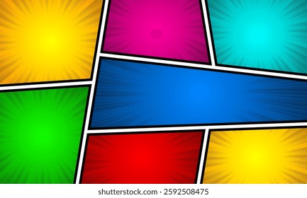 Colorful scene comic background. vector illustration