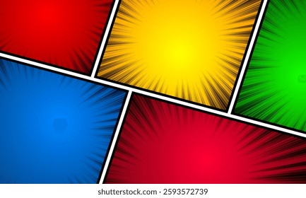 Colorful scene comic background. vector illustration