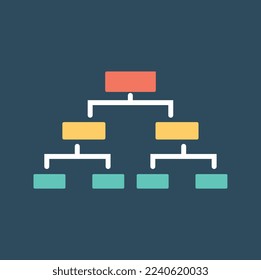 Colorful scheme icon. Organize data for infographic or presentation. Metaphor of logical thinking and structure. Poster or banner for website. Interface for programs. Cartoon flat vector illustration