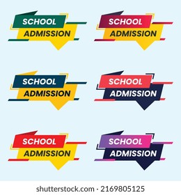 colorful school admission open banner design set.