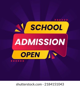 colorful school admission open banner vector for social media post template 