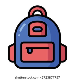 Mochila escolar colorida con estilo de contorno audaz y Formas redondeadas. Adecuado para temas de educación, contenido de estilo de vida del estudiante, útiles escolares, visuales y materiales de aprendizaje.