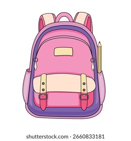 Mochila escolar colorida com suprimentos